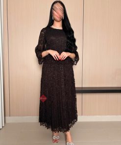 Alternative view of بينوش  - فستان دانتيل بليسيه ناعم مع اكمام واسعة