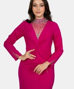 Alternative view of تريجر آيلاند - فستان سهرة طويل سترتش مزين بكريستال من الصدر و الرقبة