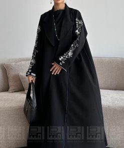 Alternative view of دار امتنان - عباية عيد سوداء ربع كلوش بتصميم فاخر وشك أنثوي- 1546