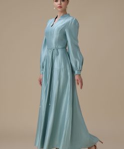 Alternative view of اكتان - فستان ازرق طويل بتطريز ناعم