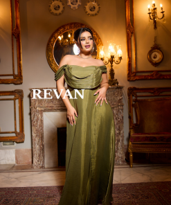 ريفان - فستان سهرة بكتف واحد بطيات أنيقة من REVAN