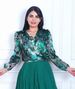 أوبرا فاشن - بلوزه استرتش مشجر اخضر ستان