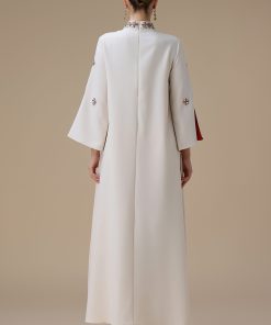 Alternative view of اكتان - جلابية طويلة بتطريز برتقالي وأكمام واسعة مبطنة