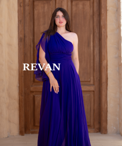 ريفان - فستان طويل شيفون ون شولدر