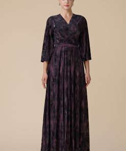 Alternative view of اكتان - فستان عنابي طويل بطبعة أزهار