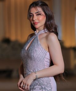 Alternative view of لورا فاشن - فستان لورا الفضي المطرّز الأنيق