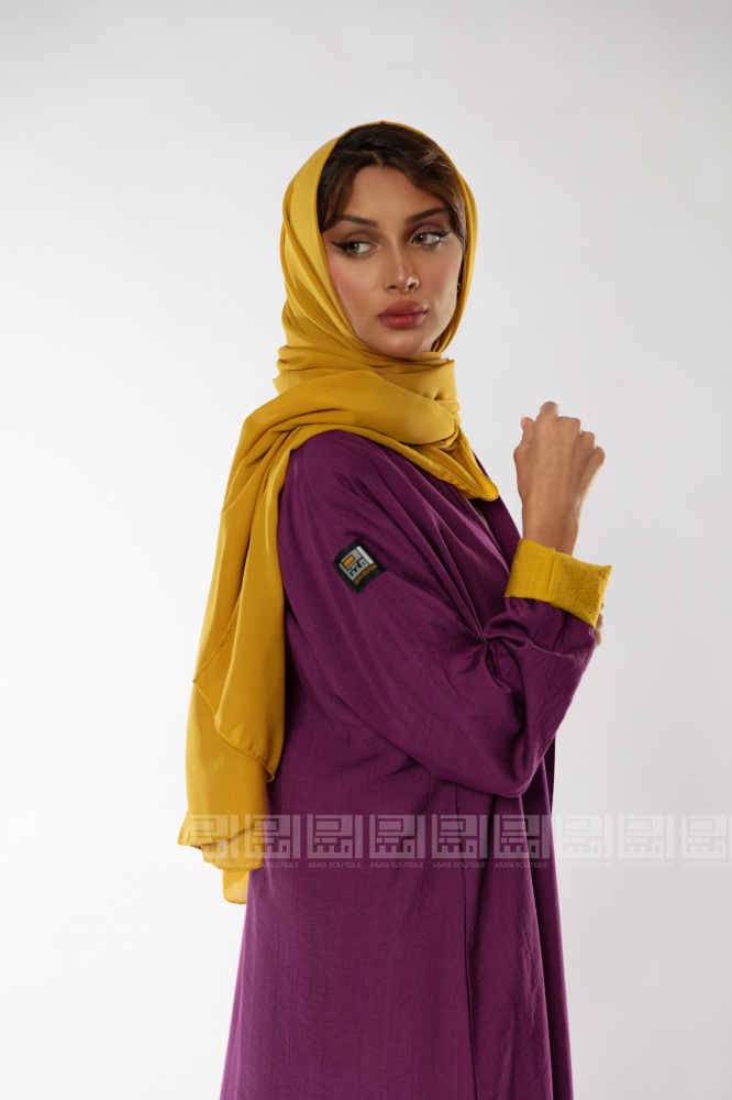 دار امتنان - عباية بنفسجية صيفية أنيقة مع سروال وطرحة كموني- 1230 - Image 4