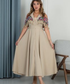 Alternative view of لورا فاشن - جلابية ناعمة بتطريز ملون وأطراف مزينة