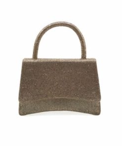 أوبرا فاشن - شنطة يد سهرة نسائية سهرة فاخرة ذهبي مزينة بقماش لامع من كريسبيلا