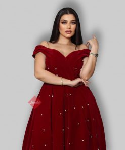 Alternative view of بينوش  - فستان مخمل مزين بالكريستال اوف شولدر