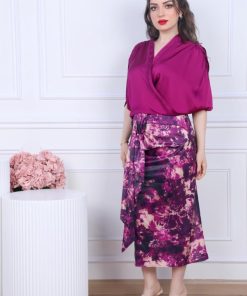 Alternative view of أوبرا فاشن - بلوزه قماش ستان لف على زم اكمام قصيرة