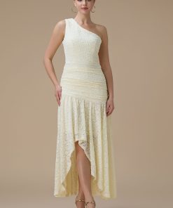 اكتان - فستان سكري دانتيل بكتف واحد