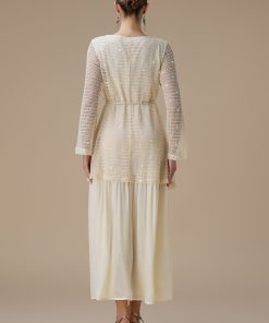 Alternative view of اكتان - فستان طويل سكري بطبقتين مع حزام أنيق