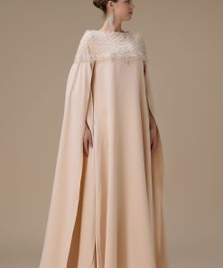 Alternative view of اكتان - جلابية طويلة لون مشمشي واسعة أكمام كاب