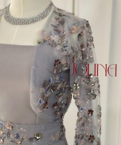 Alternative view of جولينا - طقم مطرز رمادي باكمام