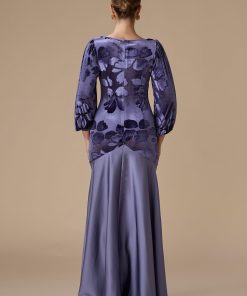 Alternative view of اكتان - فستان موف طويل بنقوش زهرية