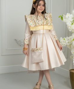 Alternative view of لورا فاشن - فستان أطفال بيج بتطريز تراثي أنيق