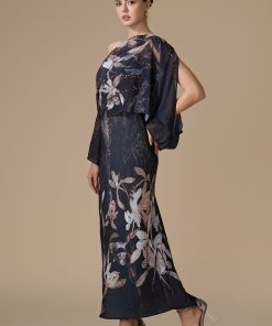 Alternative view of اكتان - فستان بني طويل شيفون مشجر