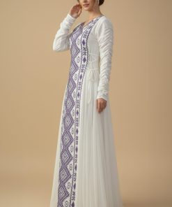 Alternative view of اكتان - جلابية طويلة أبيض بتطريز تراثي