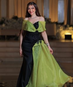 Alternative view of لورا فاشن - فستان لورا الأسود والليموني المطرّز الفخم