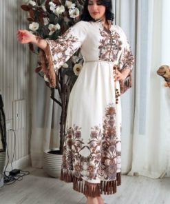 أوبرا فاشن - جلابية مشجر وفي الاطراف اهداب