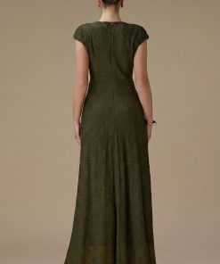 Alternative view of اكتان - فستان طويل اخضر بتفصيلية جانبية