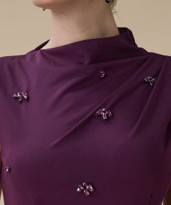 Alternative view of اكتان - فستان بنفسجي طويل ساتان بكريستالات