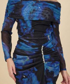 Alternative view of اكتان - فستان درابيه ضيق مزين بالكريستال