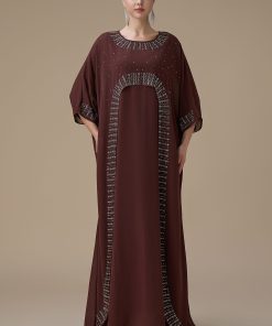 اكتان - جلابية طويلة بني واسعة بقطعتين