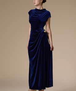 اكتان - فستان كحلي طويل مخمل