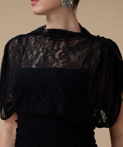 Alternative view of اكتان - فستان أسود ماكسي دانتيل بأكمام قصيرة