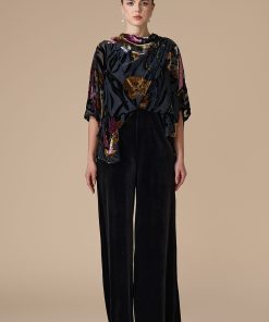 Alternative view of اكتان - جمبسوت اسود مخمل بكاب مشجر