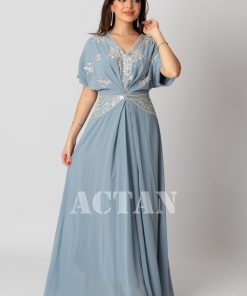 اكتان - جلابية شيفون مزينة بترتر لون أزرق