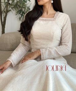 Alternative view of جولينا - طقم اوف وايت باكمام طويلة وكرستال ناعم