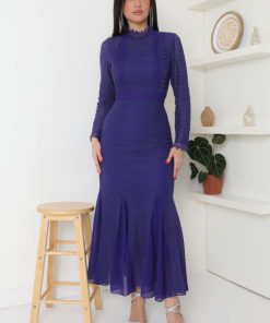 اكتان - فستان أنيق موحد اللون لون بنفسجي