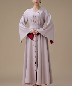 Alternative view of اكتان - جلابية طويل وردي فاتح مع تطريز ناعم