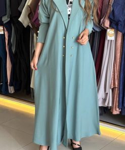 Alternative view of مارينا للعبايات - عباية لون تيفاني بازرار ذهبيه.