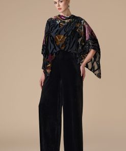 اكتان - جمبسوت اسود مخمل بكاب مشجر