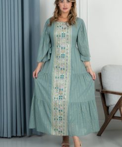 Alternative view of لورا فاشن - جلابية أنيقة بتطريز طولي ناعم