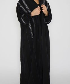 أمول - عباية سوداء قماش زوم 6013
