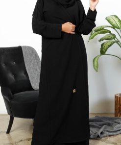 أمول - عبايه سوداء سادة 4002