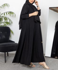 أمول - عباية سوداء كلوش طقطق واسعه R1103