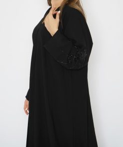 Alternative view of أمول - عباية سوداء قماش ملكي مطرزة بالأكمام 6007