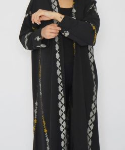 Alternative view of أمول - عباية سوداء لينين مطرزة تطريز كمبيوتر6042