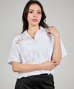 عرفة - بلوزة مطرزة بأكمام قصيرة