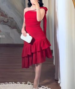 فستان كوكتيل كتف وردة - فستان كوكتيل كتف وردة