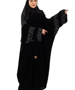 Alternative view of زاهية - عباية مرام مخمل اسود بورد وترتر