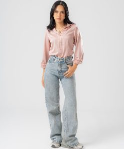 Alternative view of عرفة - بلوزة نسائية سادة بأكمام طويلة