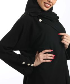 أمول - عباية سوداء رسمية قماش كريب ملكي 5062