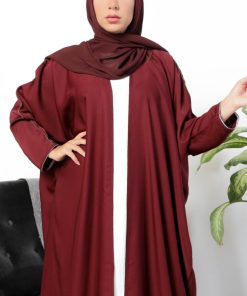 أمول - عبايه لون عودي بشت حرير مطرزة من الجنب5029